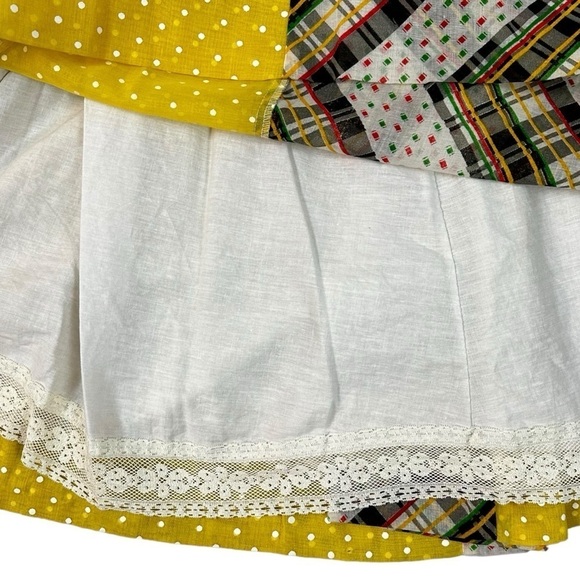 Vintage 70s Chessa Davis Bohemian Prairie Patchwork Maxi Skirt Small Medium - Picture 12 of 17